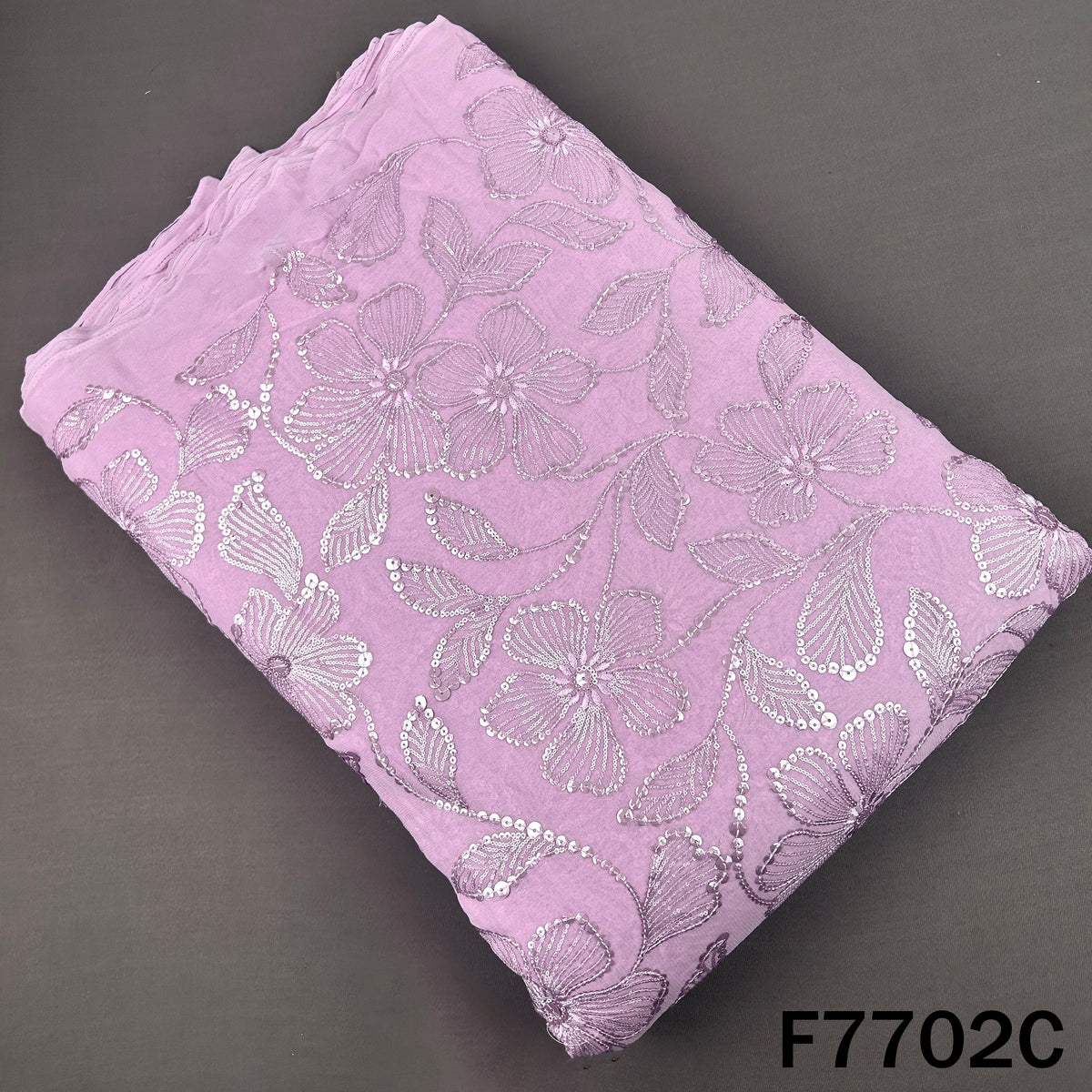 Thread Sequins Embroidered Georgette Fabric - F7702