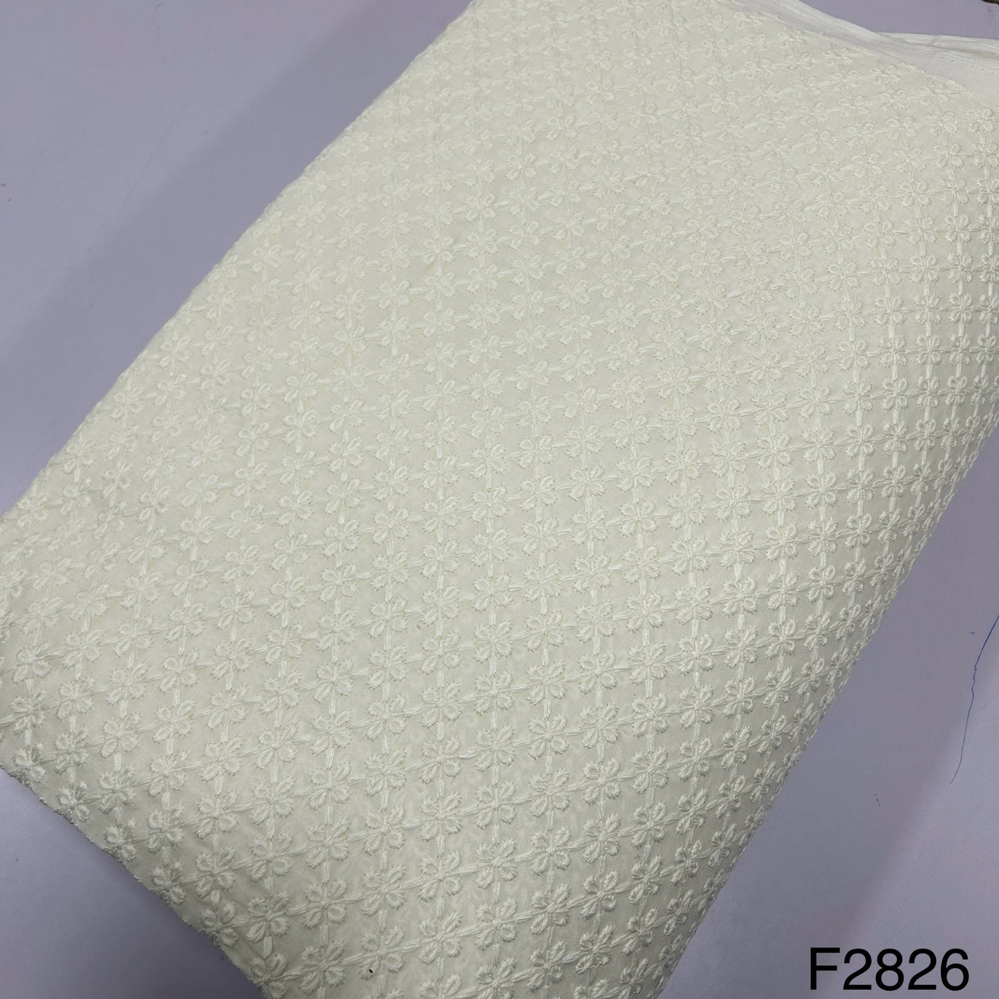 Chikankari Cotton Fabric-F2826