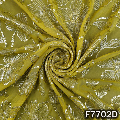 Thread Sequins Embroidered Georgette Fabric - F7702