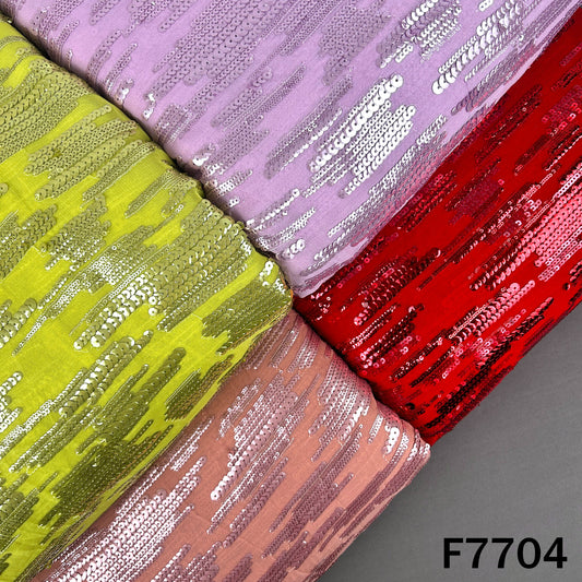 Thread Sequins Embroidered Georgette Fabric - F7704