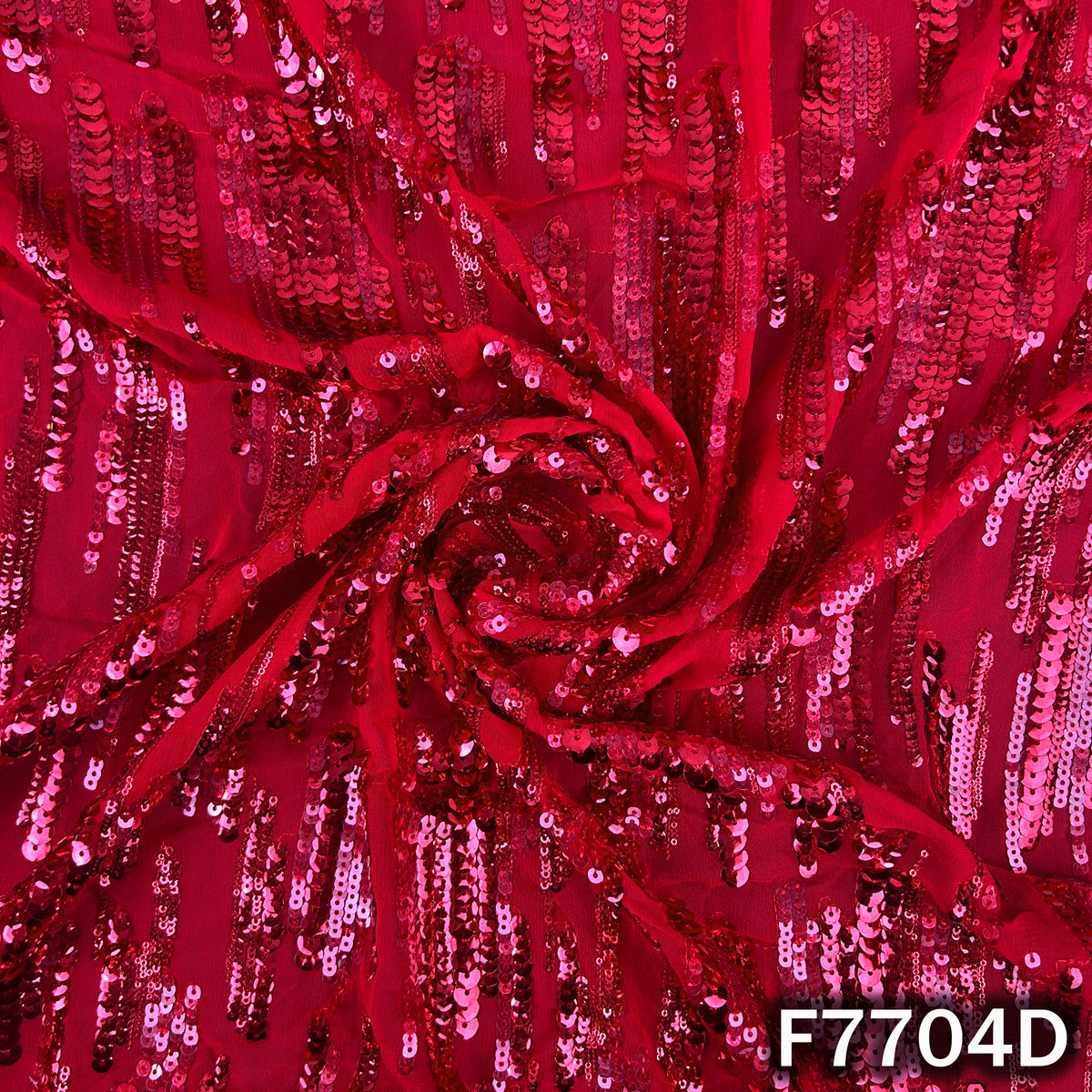 Thread Sequins Embroidered Georgette Fabric - F7704