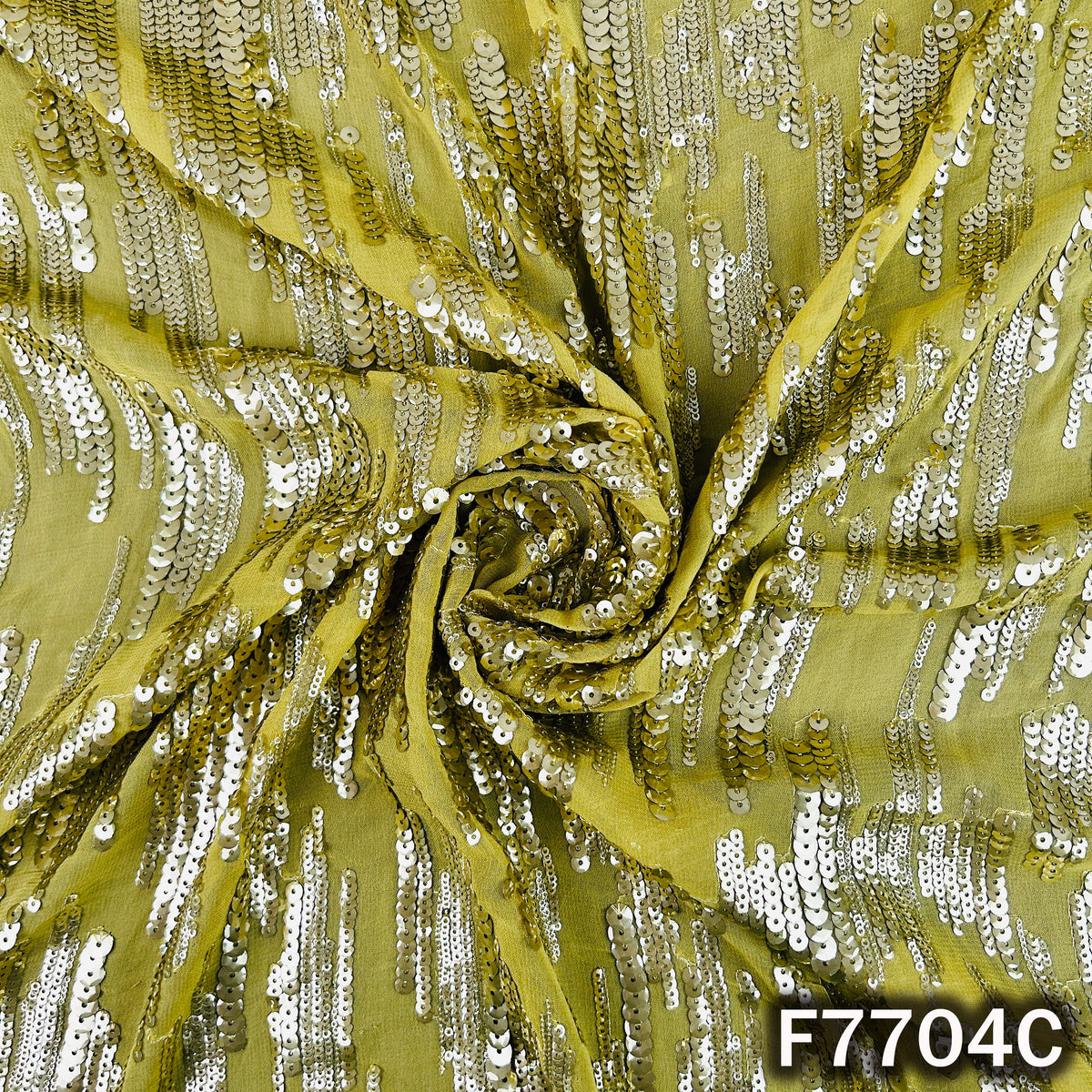 Thread Sequins Embroidered Georgette Fabric - F7704