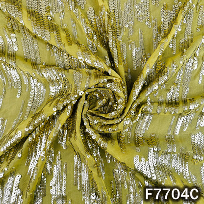 Thread Sequins Embroidered Georgette Fabric - F7704