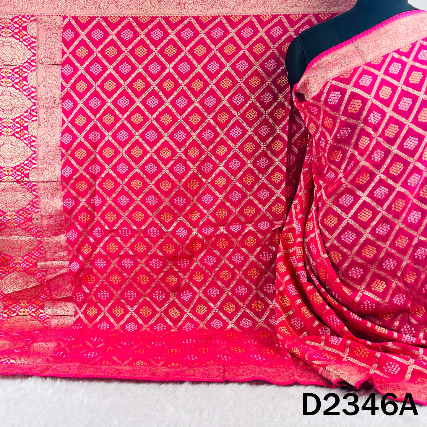 Zari Work Bandhani Print Banarasi Georgette Dupatta - D2346