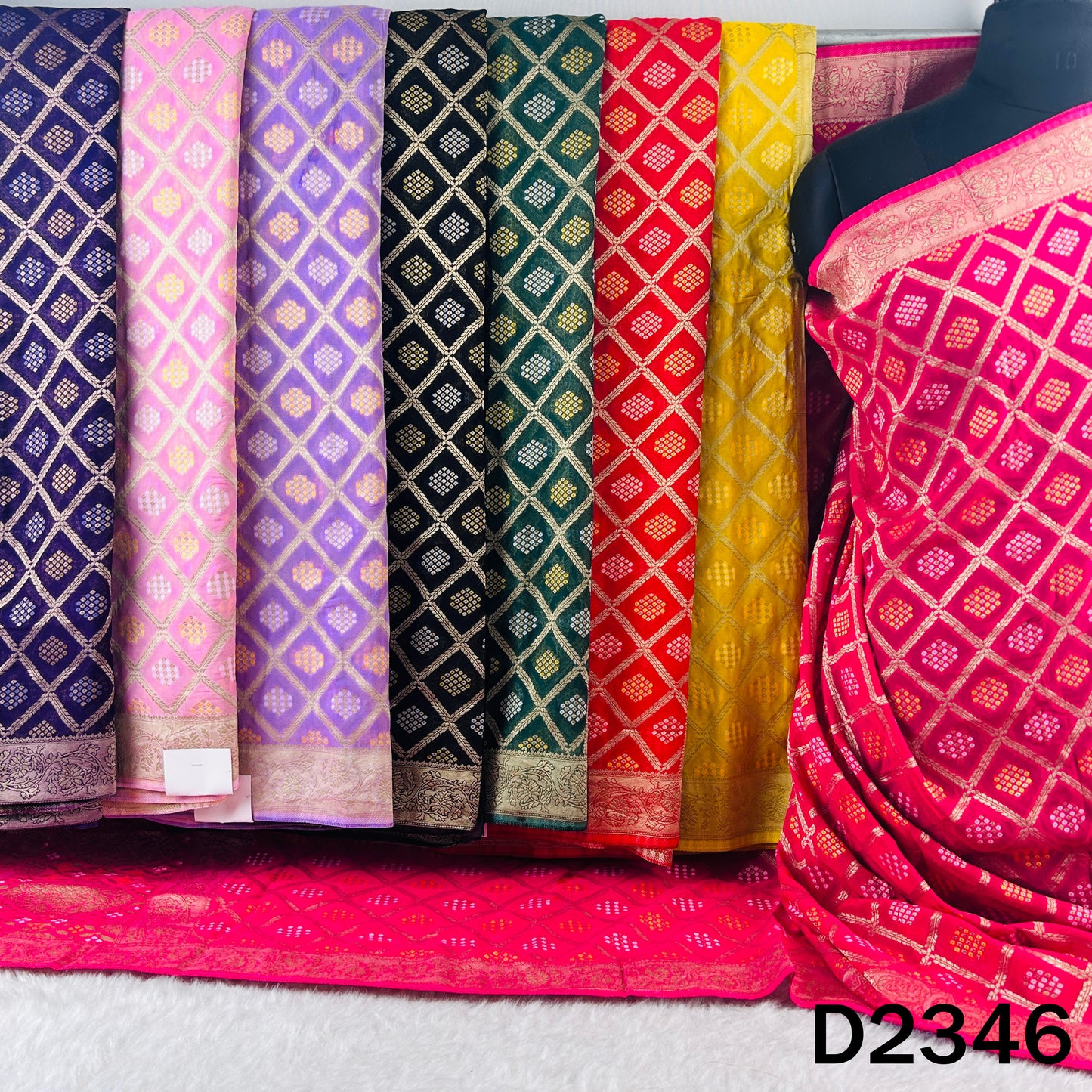 Zari Work Bandhani Print Banarasi Georgette Dupatta - D2346