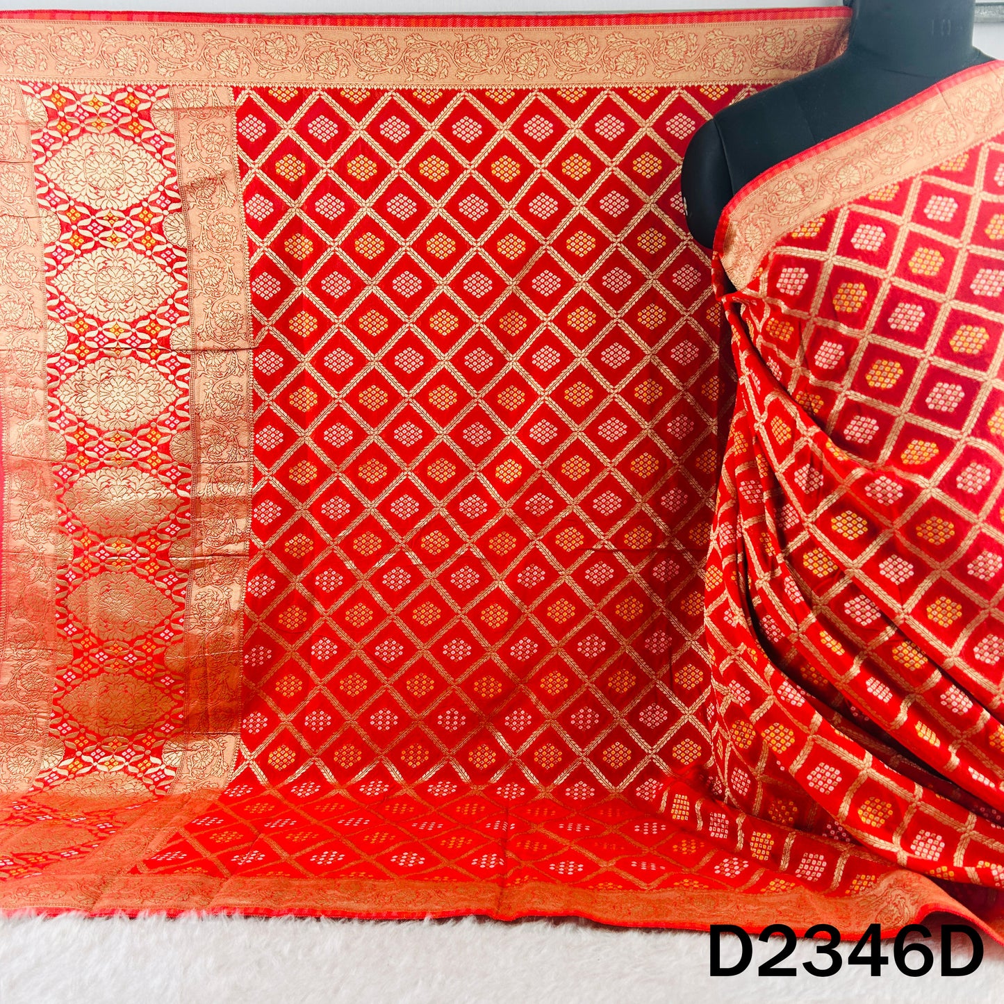 Zari Work Bandhani Print Banarasi Georgette Dupatta - D2346