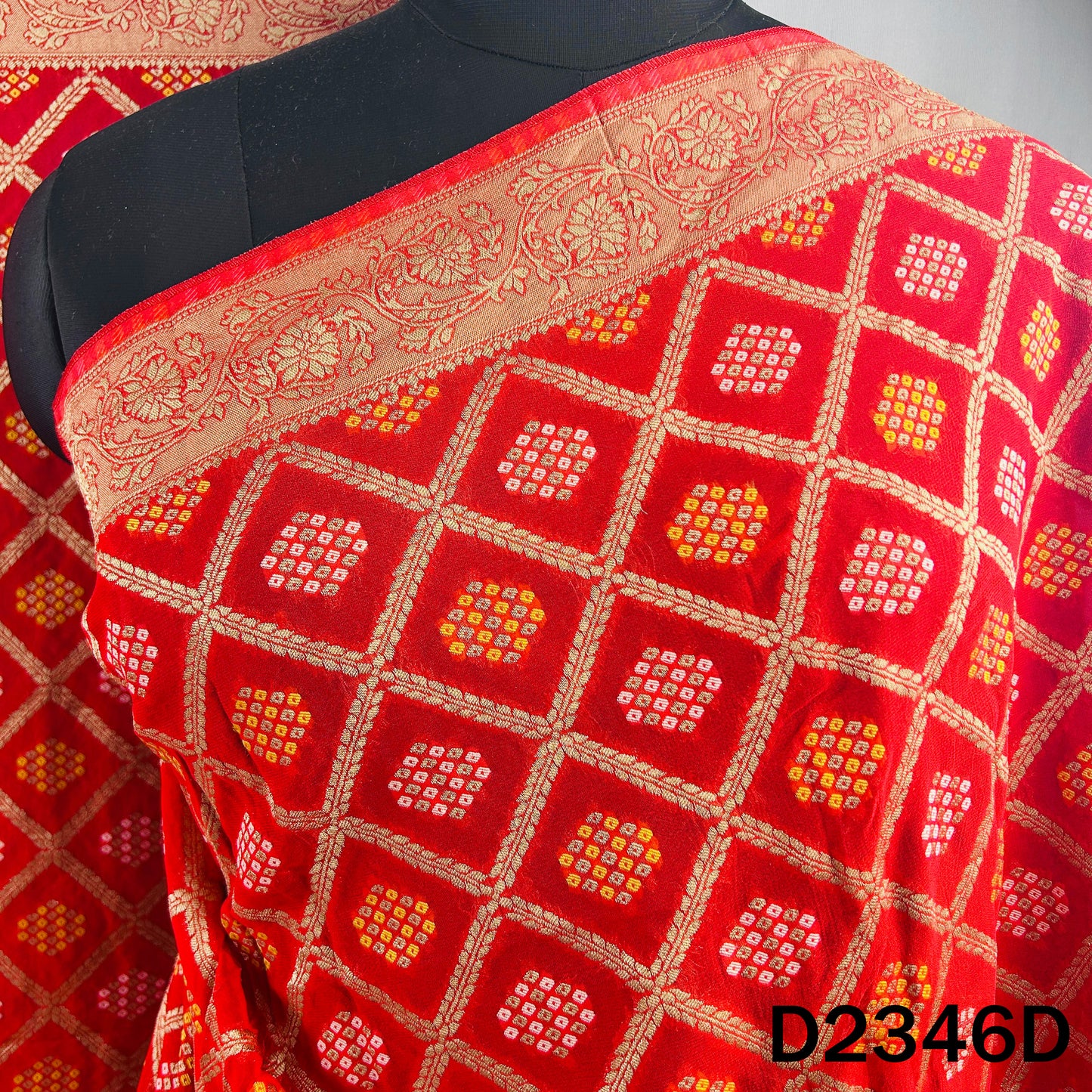 Zari Work Bandhani Print Banarasi Georgette Dupatta - D2346