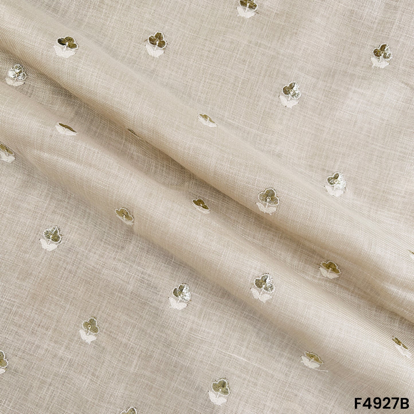 Zari Thread Embroidered Linen Cotton-F4927