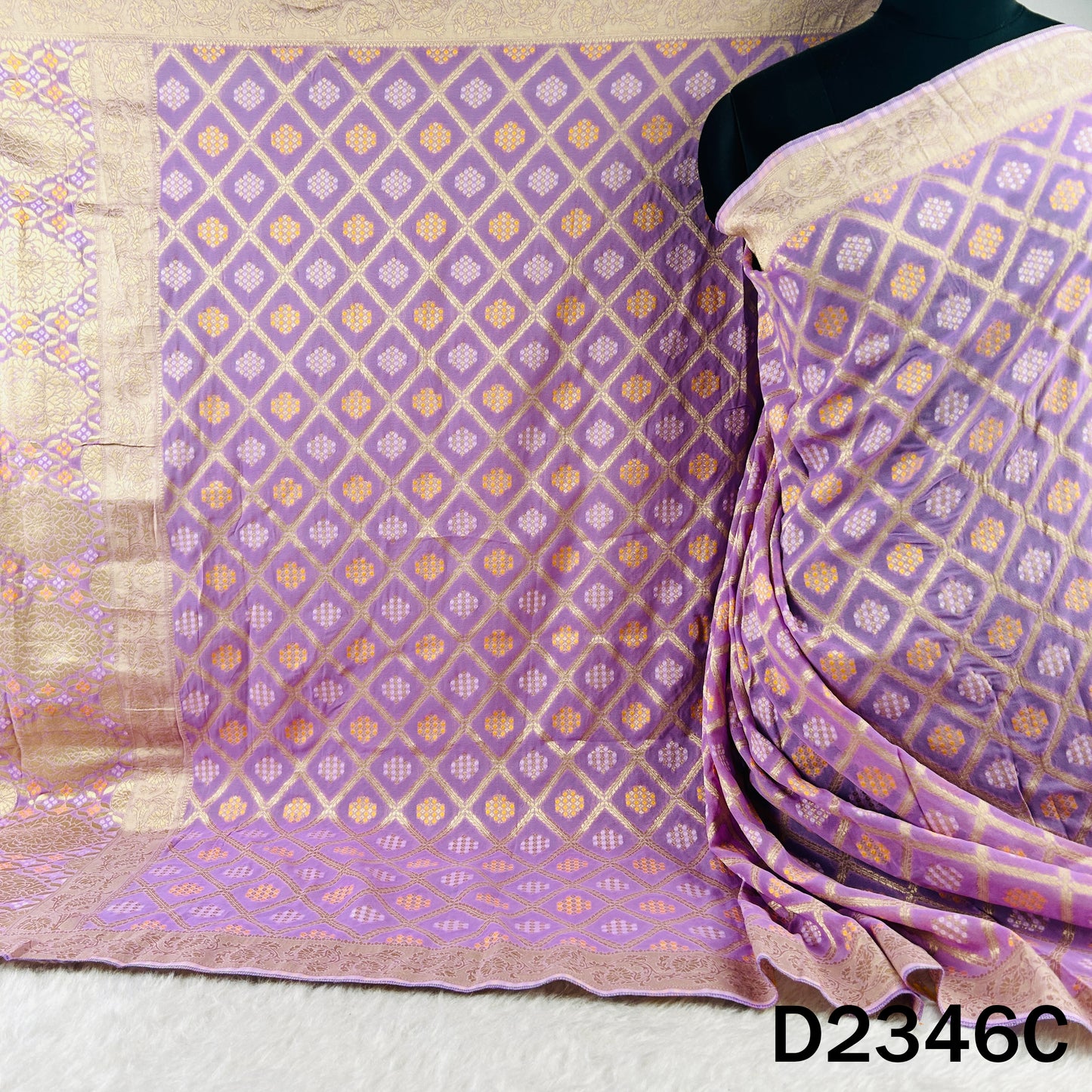 Zari Work Bandhani Print Banarasi Georgette Dupatta - D2346