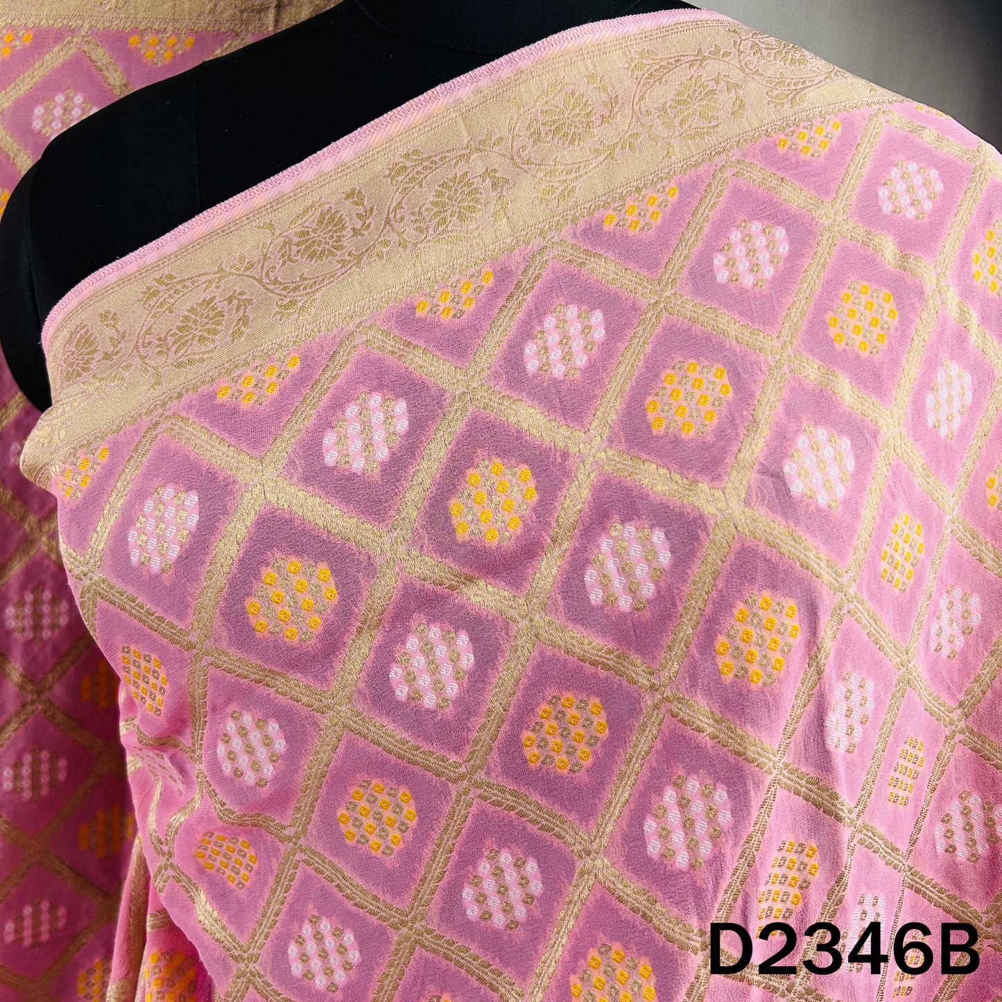 Zari Work Bandhani Print Banarasi Georgette Dupatta - D2346