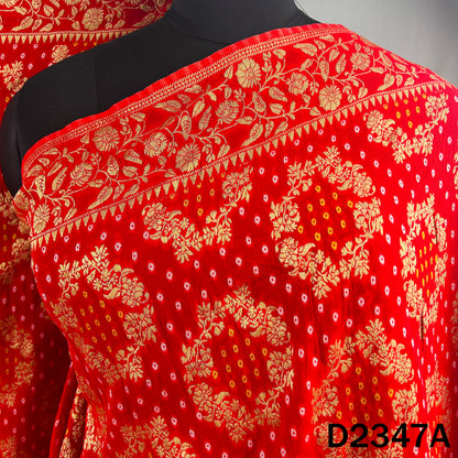 Zari Work Bandhani Print Pure Banarasi Georgette Dupatta - D2347