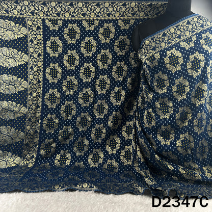 Zari Work Bandhani Print Pure Banarasi Georgette Dupatta - D2347