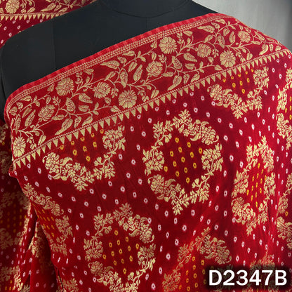 Zari Work Bandhani Print Pure Banarasi Georgette Dupatta - D2347