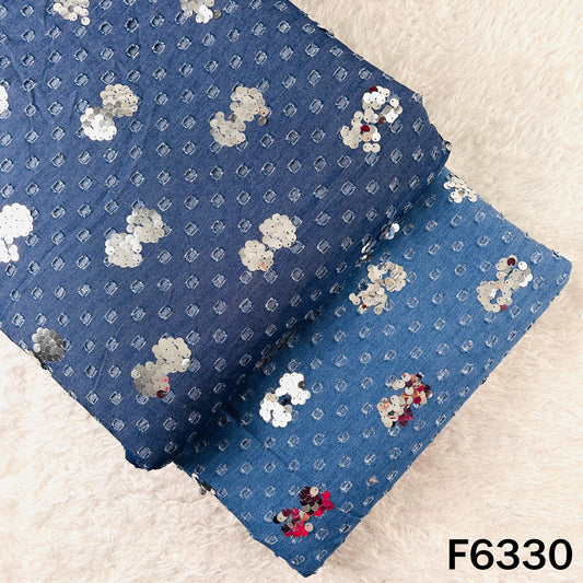 Sequins Cut Work Denim Fabric - F6330