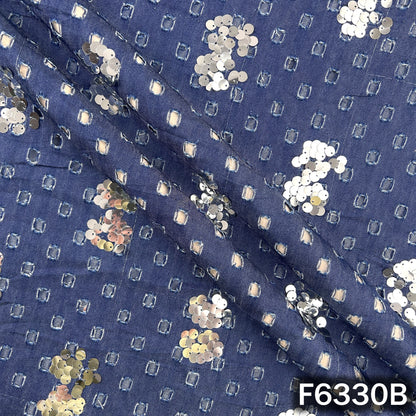Sequins Cut Work Denim Fabric - F6330