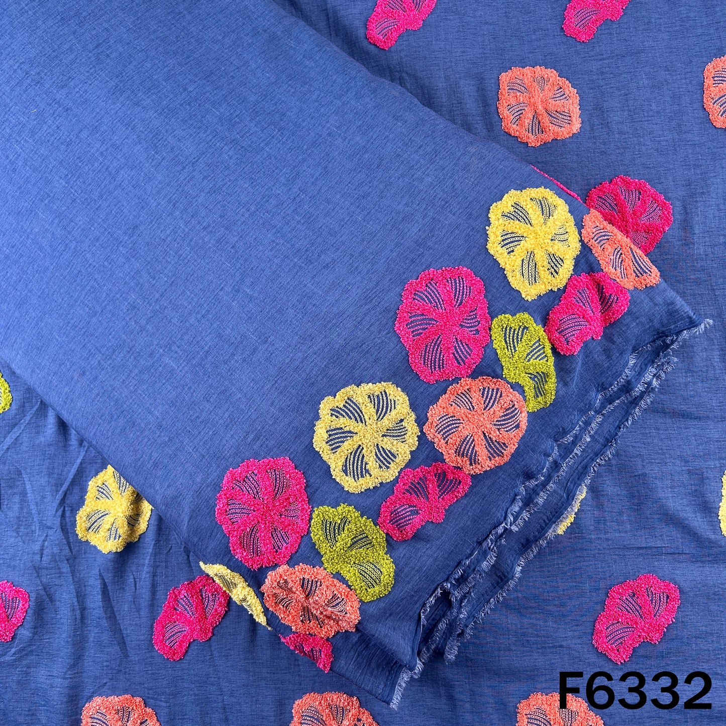 Aari Embroidery Denim Fabric - F6332