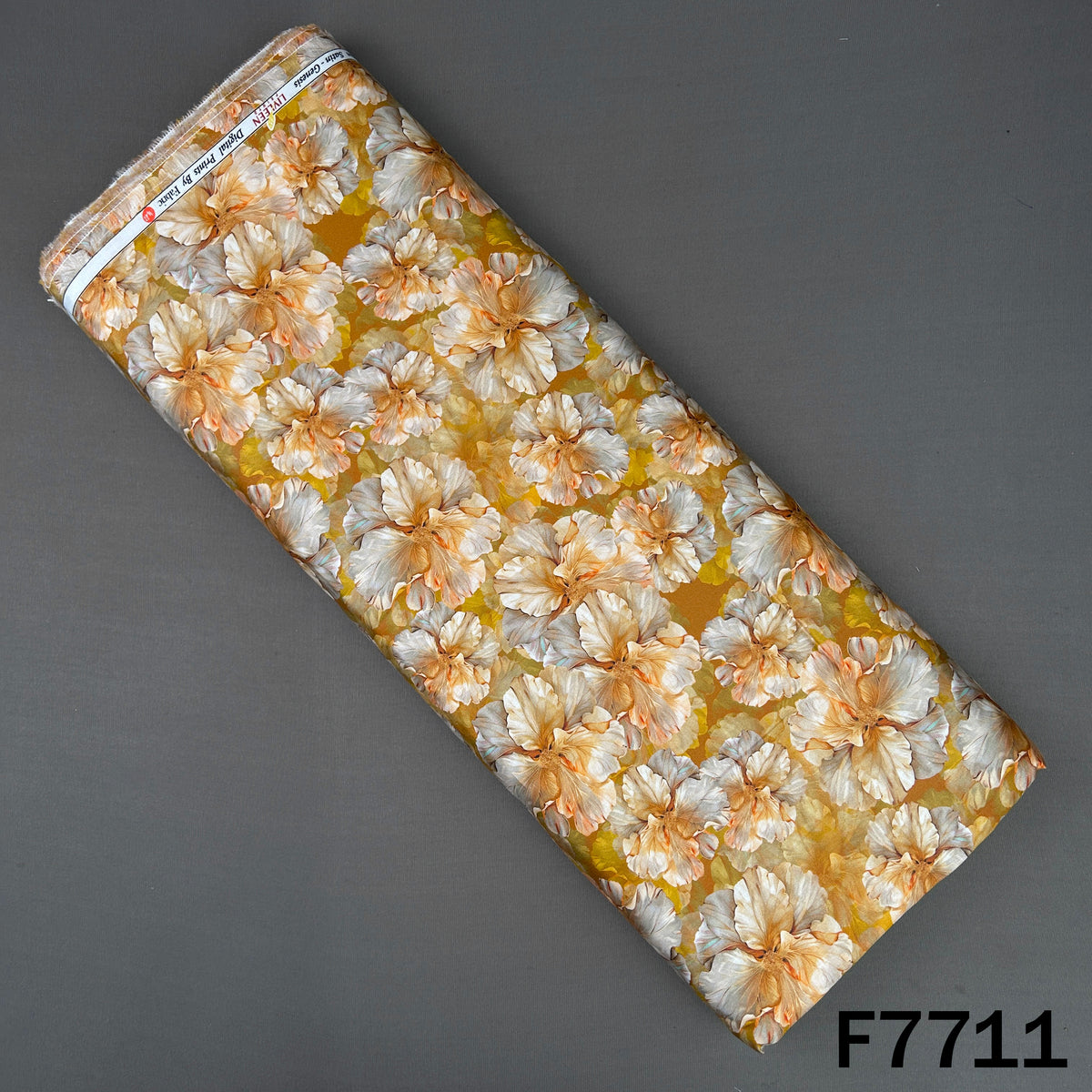 Printed Mustard Yellow Floral Glaze Cotton Fabric - F7711