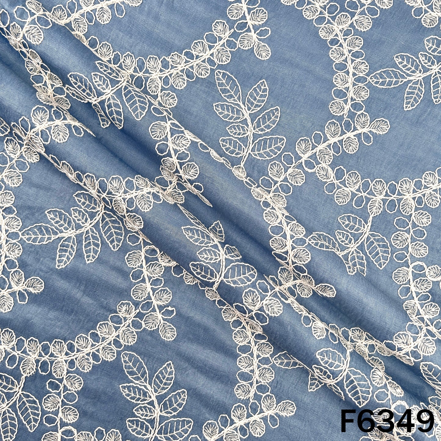 Thread Embroidered Denim Fabric - F6349