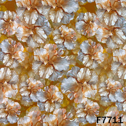Printed Mustard Yellow Floral Glaze Cotton Fabric - F7711