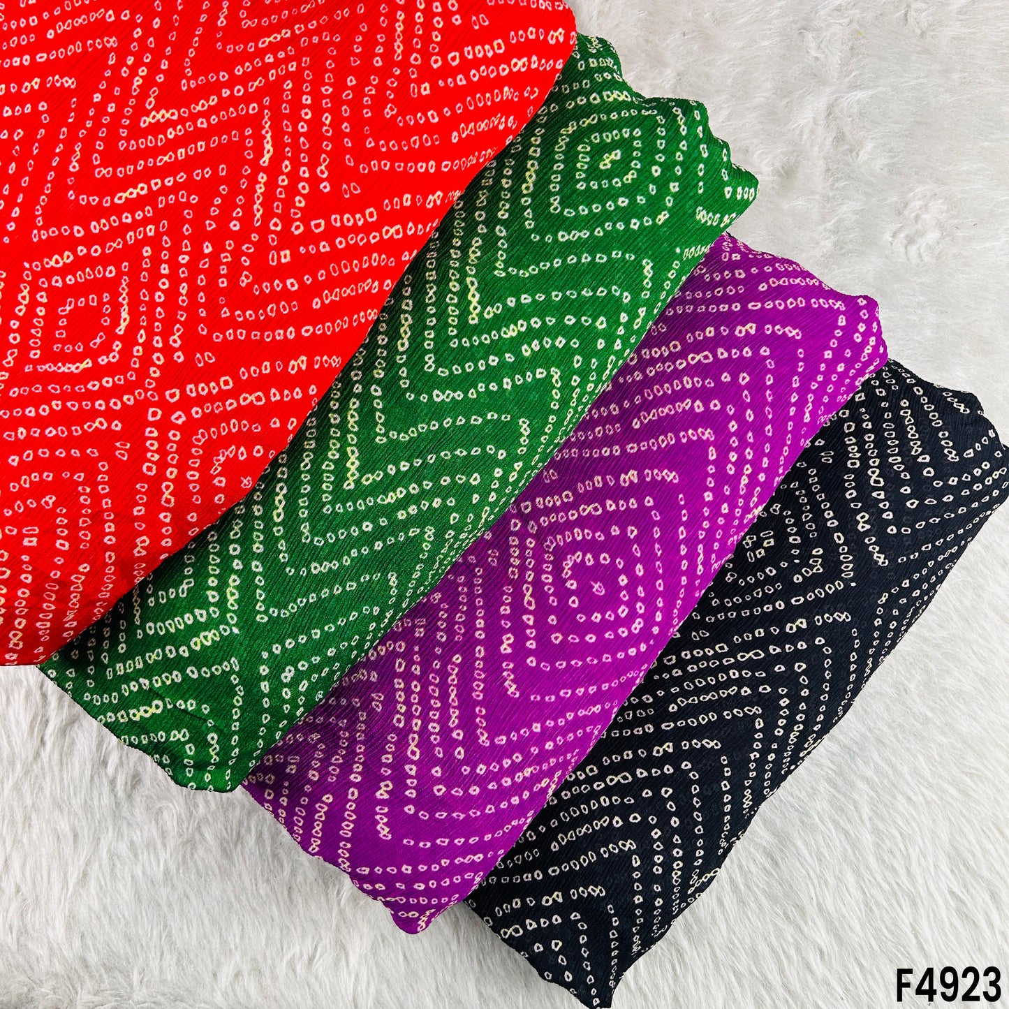 Leheriya Print Chinon Chiffon Fabric-F4923