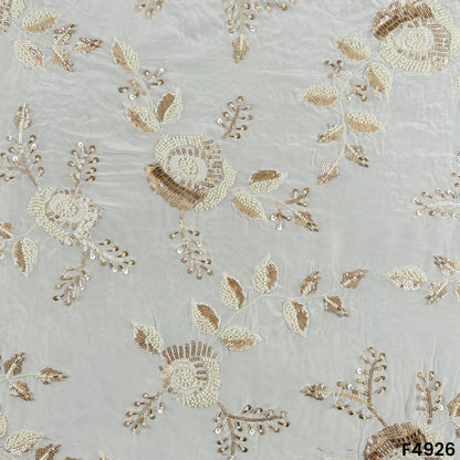 Dyeable Cutdana Thread Sequins Embroidered Viscose Crepe Fabric-F4926