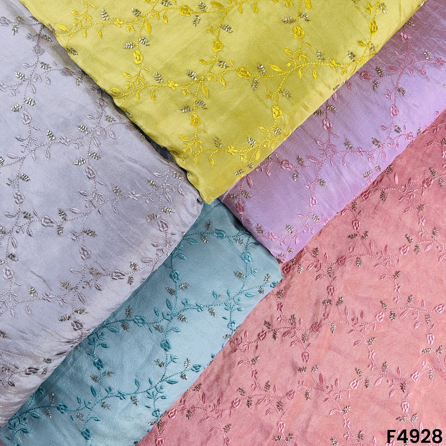Cut Dana Thread Embroidered Simmer Tissue Fabric-F4928