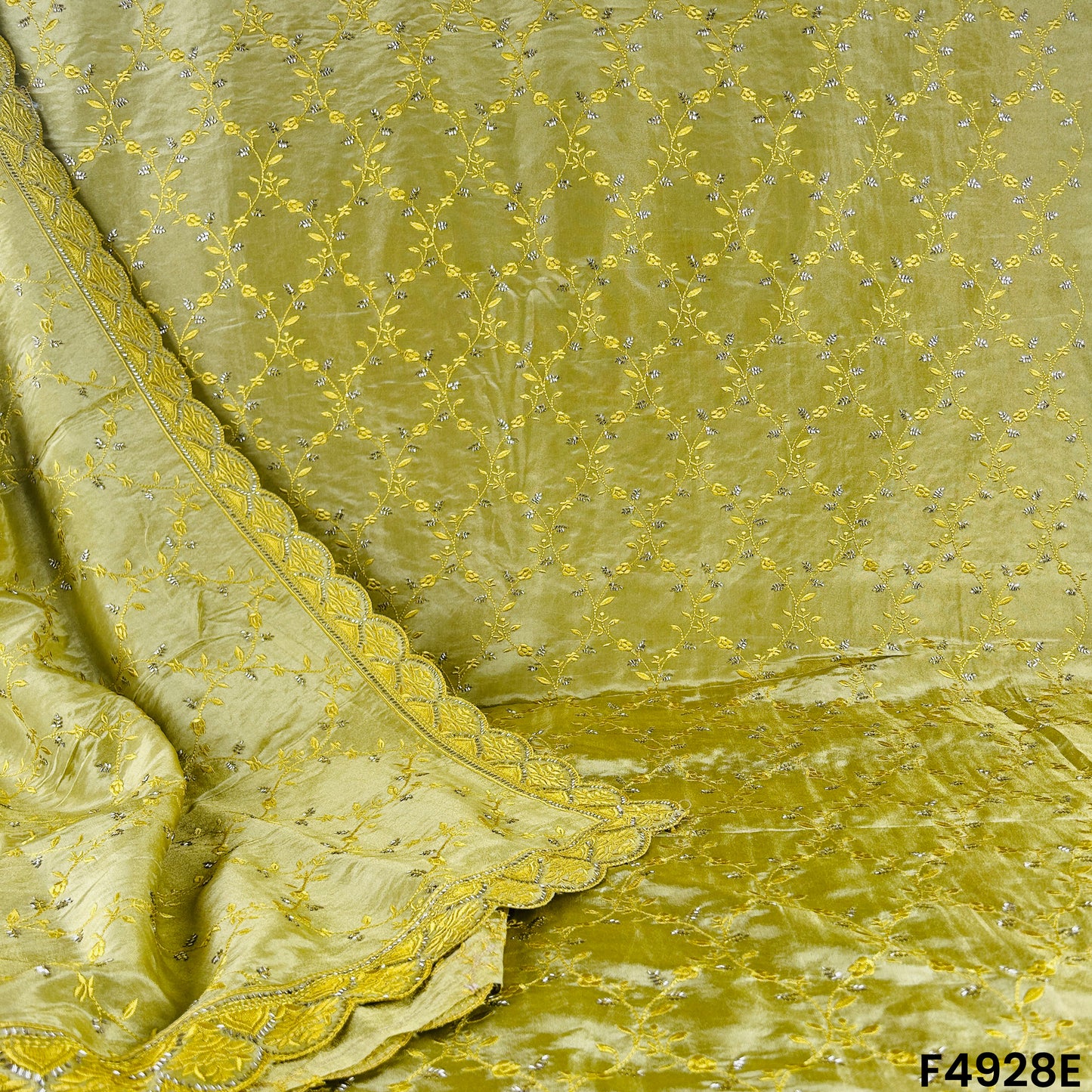 Cut Dana Thread Embroidered Simmer Tissue Fabric-F4928