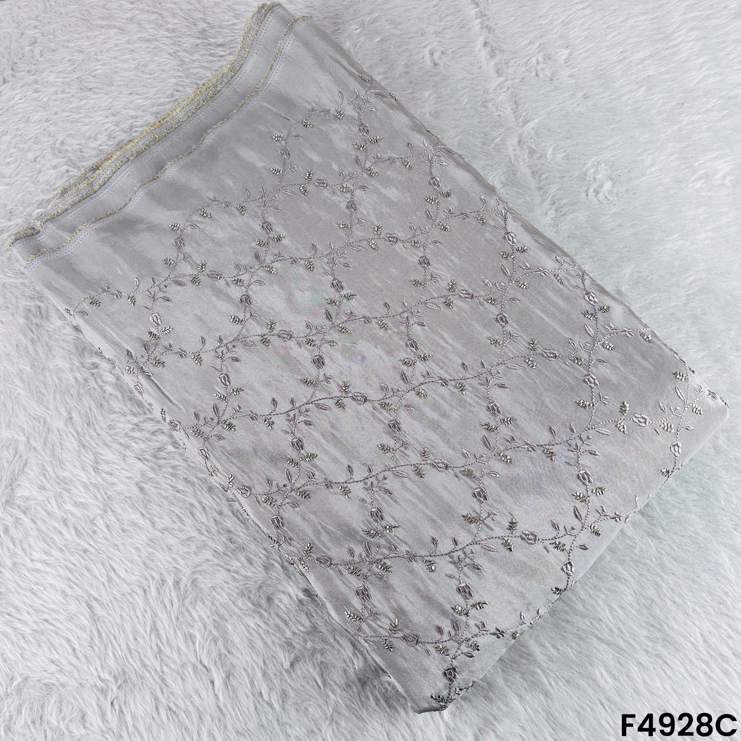 Cut Dana Thread Embroidered Simmer Tissue Fabric-F4928