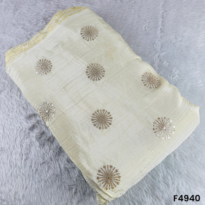 Dyeable Zari Sequins Work Crush Tissue Fabric-F4940