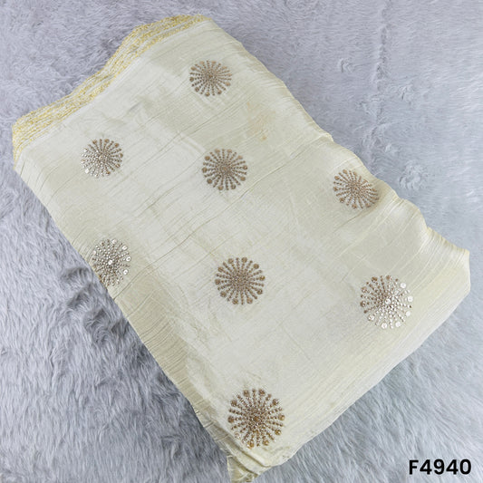 Dyeable Zari Sequins Work Crush Tissue Fabric-F4940