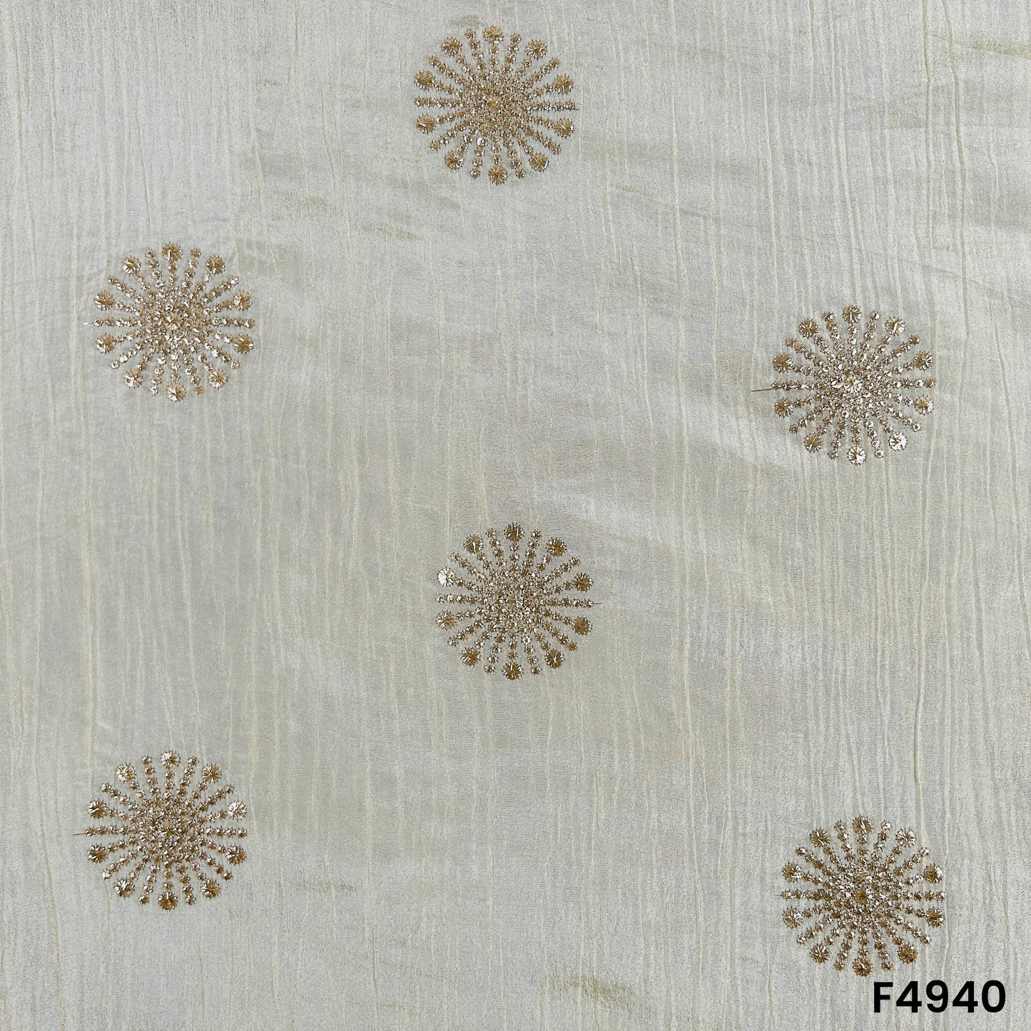 Dyeable Zari Sequins Work Crush Tissue Fabric-F4940
