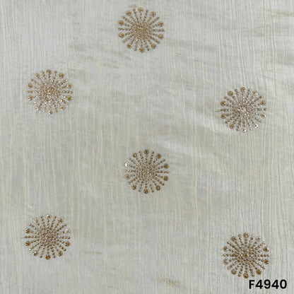 Dyeable Zari Sequins Work Crush Tissue Fabric-F4940