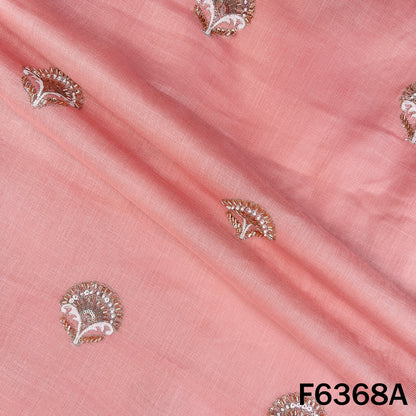 Cut Dana Zari Sequins Thread Embroidered Linen Fabric - F6368