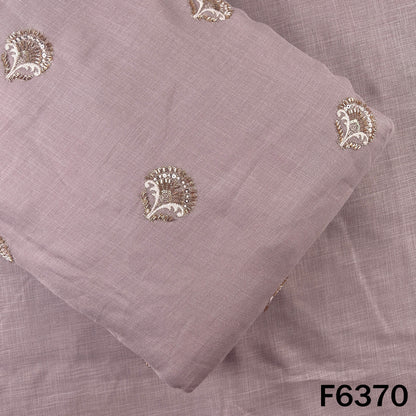 Cut Dana Zari Sequins Thread Embroidered Linen Fabric - F6370
