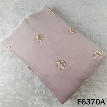 Cut Dana Zari Sequins Thread Embroidered Linen Fabric - F6370