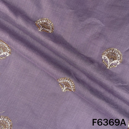 Cut Dana Zari Sequins Thread Embroidered Linen Fabric - F6369