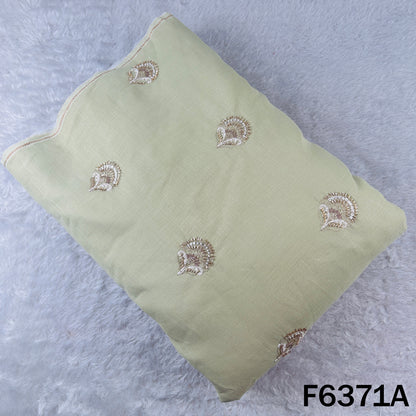 Cut Dana Zari Sequins Thread Embroidered Linen Fabric - F6371