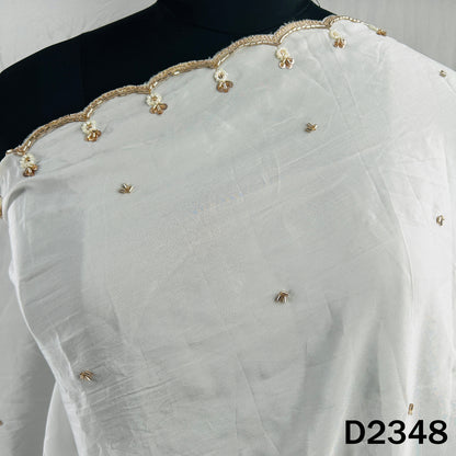 Dyeable Cut Dana Zari Sequins Work Crepe Dupatta - D2348