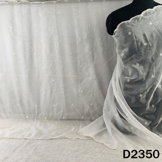 Dyeable Thread Sequins Work Organza Dupatta - D2350