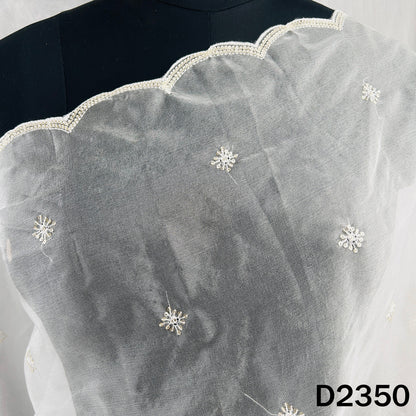 Dyeable Thread Sequins Work Organza Dupatta - D2350