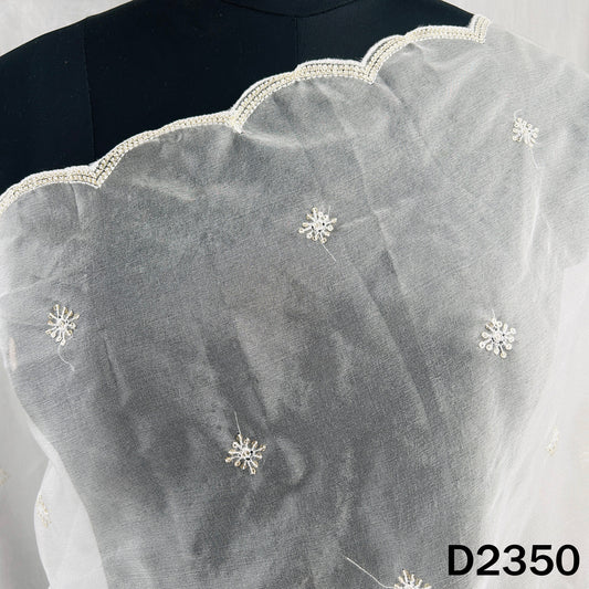 Dyeable Thread Sequins Work Organza Dupatta - D2350