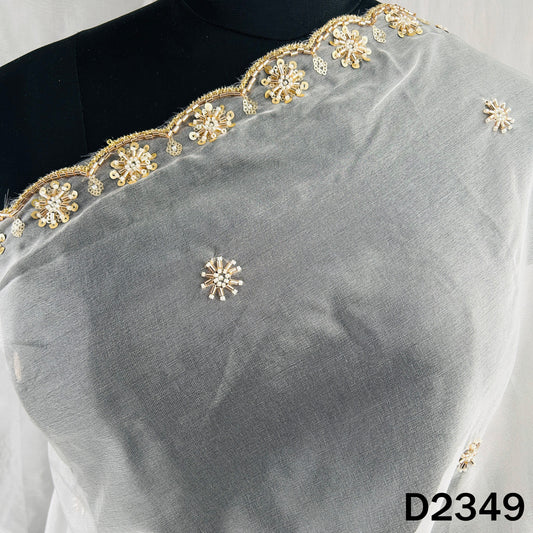 Dyeable Cut Dana Zari Sequins Work Organza Dupatta - D2349