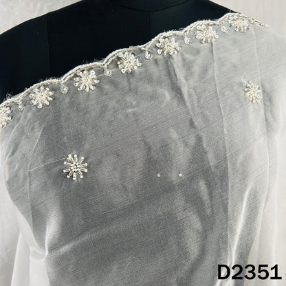 Dyeable Cut Dana Zari Sequins Work Organza Dupatta - D2351