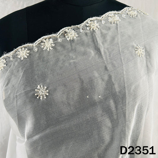 Dyeable Cut Dana Zari Sequins Work Organza Dupatta - D2351