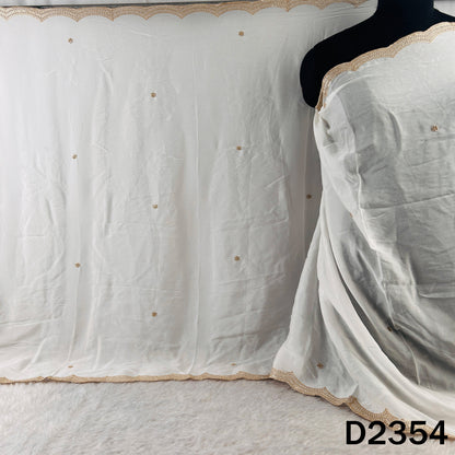 Dyeable Zari Sequins Work Chinnon Chiffon Dupatta - D2354