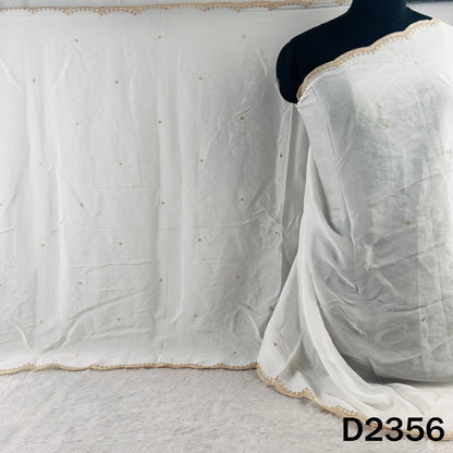 Dyeable Zari Sequins Work Chinnon Chiffon Dupatta - D2356