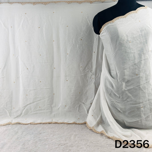 Dyeable Zari Sequins Work Chinnon Chiffon Dupatta - D2356