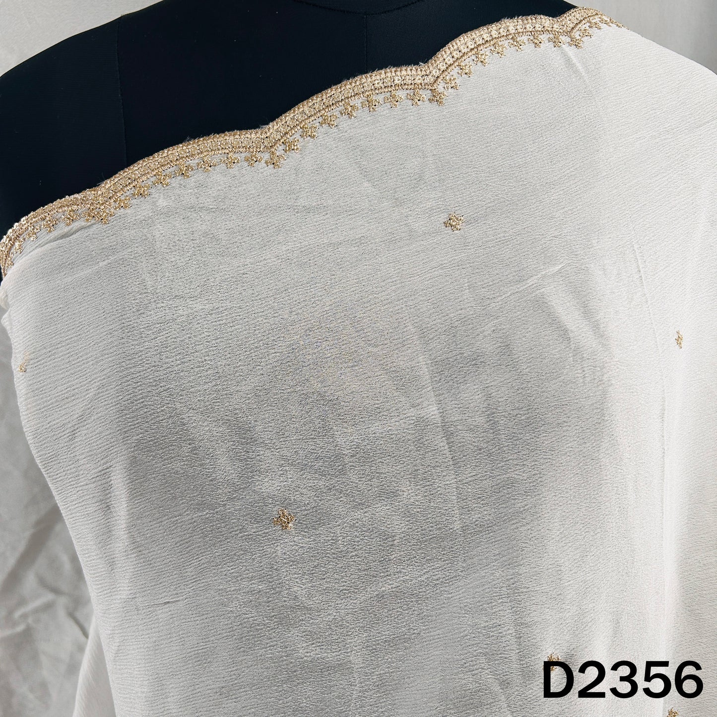 Dyeable Zari Sequins Work Chinnon Chiffon Dupatta - D2356