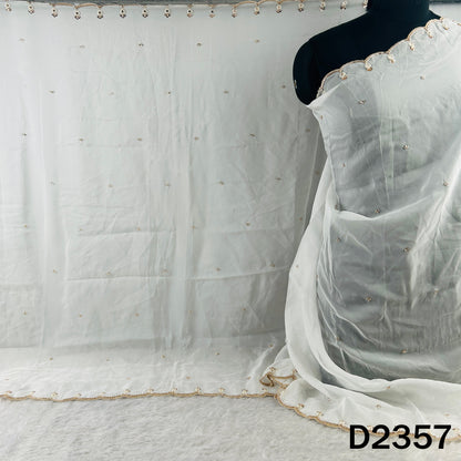 Dyeable Cut Dana Zari Sequins Work Organza Dupatta - D2357