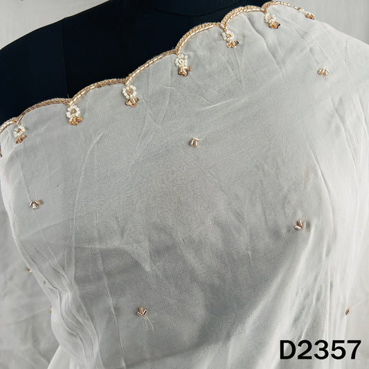 Dyeable Cut Dana Zari Sequins Work Organza Dupatta - D2357